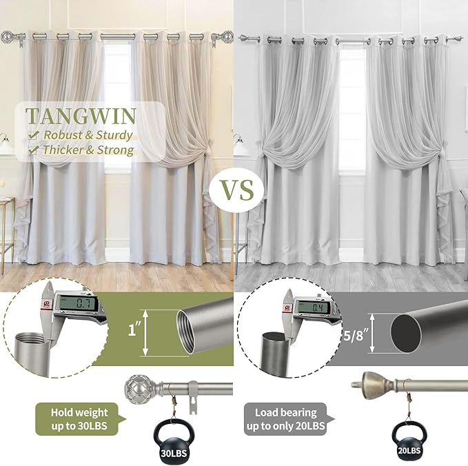 Silver Adjustable Curtain Rods for Windows:66-120 Inch Farmhouse Heavy Duty Curtain Rod for Bedroom Living Room,Boho Decorative Rustic Drapery Rods with Vintage Coastal Finial,Antique Silver