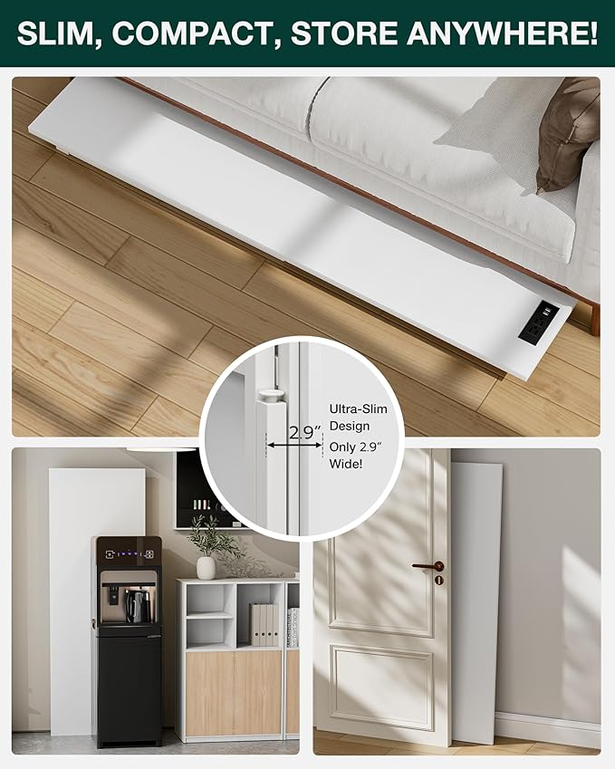 Frylr Small Folding Computer Desk – 55.1 Inch Portable Table for Craft and Study, Lightweight Desk for Small Spaces, Foldable Laptop Table Built-in AC/USB Outlets for Convenience, White