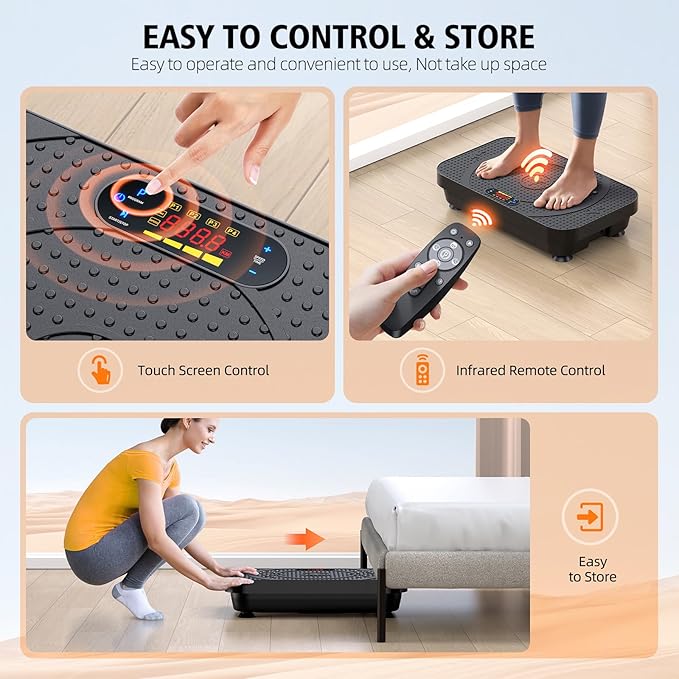 Vibration Plate Exercise Machine, OVANZA Whole Body Vibration Plate for Lymphatic Drainage, Burns Fat, Helps Toning, Weight Loss Shaping Wellness for Home Training Equipment