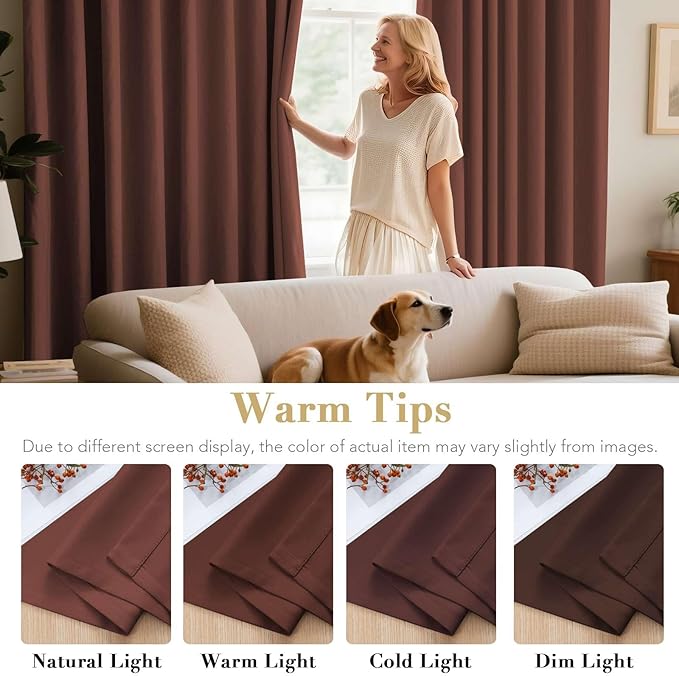 H.VERSAILTEX Blackout Curtains for Bedroom Thermal Insulated Room Darkening Living Room Curtains 63 Inch Long Grommet Privacy Protection Window Curtain Panels/Drapes for Nursery, 2 Panels, Rust