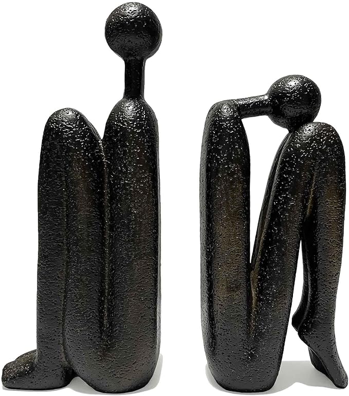 Thinker Decorative Bookends, Book Stopper Holder Nonskid, Book Ends for Shelves Living Room Office Home Decor, 1Pair/2Piece 9''