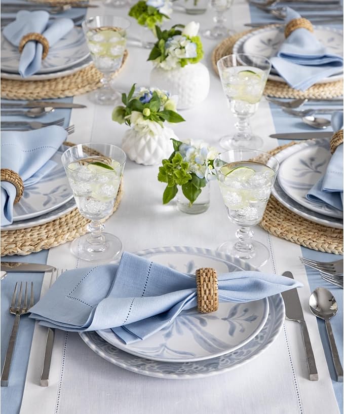 Solino Home Linen Table Runner 90 Inches Long - Classic Hemstitch 100% Pure Linen White Dining Table Runner 14 x 90 Inch for Fall, Autumn, Halloween, Thanksgiving