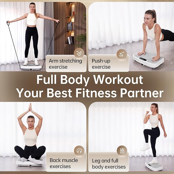 YAMO Vibration Plate Exercise Machine, Vibrating Plate for Lymphatic Drainage & Weight Loss, 350lbs Capacity Whole Body Shaking Workout Fitness Platform