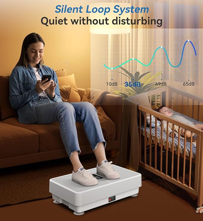 POWET Vibration Plate Exercise Machine for Weight Loss, Woukout & Lymphatic Drainage – Whole Body Vibrating with 99 Speed Levels & 5 Pre-Set Modes – Supports Up to 400lbs, Ideal for Home Use