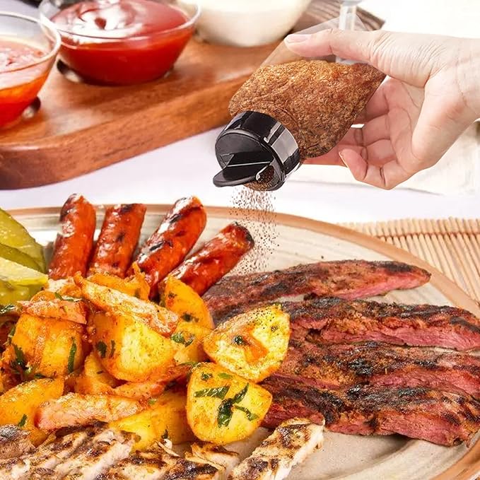 RoyalHouse 12 Pack 9.5 Oz Plastic Spice Jars with Black Cap, Clear and Safe Plastic Bottle Containers with Shaker Lids for Storing Spice, Herbs and Seasoning Powders, BPA Free, Made in USA