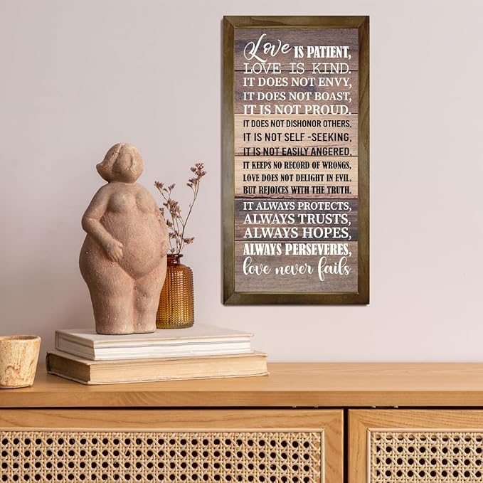 Love is Patient Love is Kind Wall Art, 1 Corinthians 13 Wall Art, God Walls Decor, Hanging Frame Bible Verses Walls Décor, Christian Gift