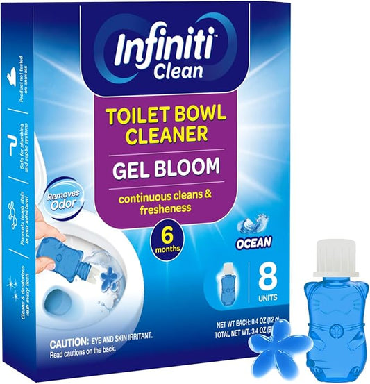 Toilet Gel Stamp - 8 Packs Toilet Bowl Cleaner Gel with Automatic Click, Freshener for Toilet Maintenance, 3.4oz, 6 Month Supply (Ocean)
