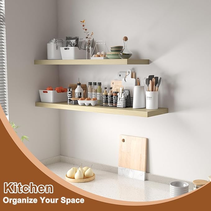 12 Inch Deep Floating Shelves for Wall 1 Pack Floating Shelves Large Storage Space Wall Mount Shelf for Living Room Kitchen Bathroom 30" W x 12" D x 1.2" H Oak