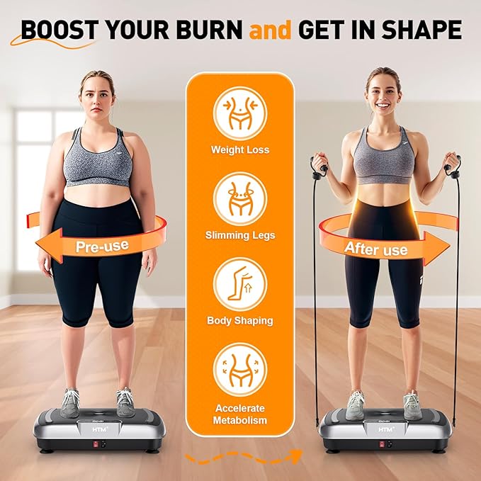 Vibration Plate Exercise Machine - 180 Speeds & 300 lb Capacity, Full Body Workout Vibration Platform with Remote Control for Lymphatic Drainage, Weight Loss & Toning