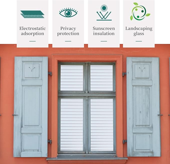 Window Privacy Film with Installation Tools, Blinds Pattern, Static Cling, Anti UV, Heat Control, Ideal for Home Shower Office Glass Door (Blinds Pattern, 17.5X118.1Inch)