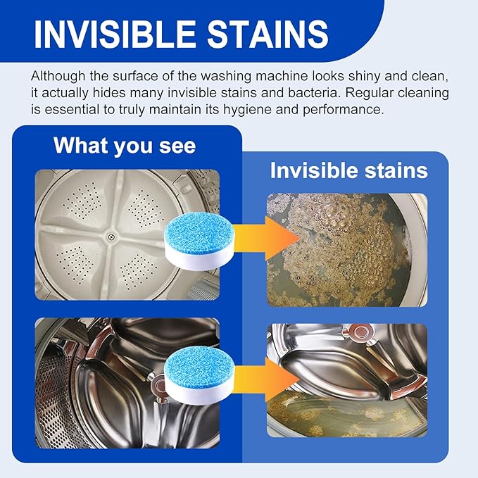 Washing Machine Cleaner Tablets, 40Pcs Deep Cleaning Tablets, Compatible with HE, Top & Front Load, Deep Cleaning Residue & Odor Eliminator, Deep-cleans to remove residue and neutralize smells01