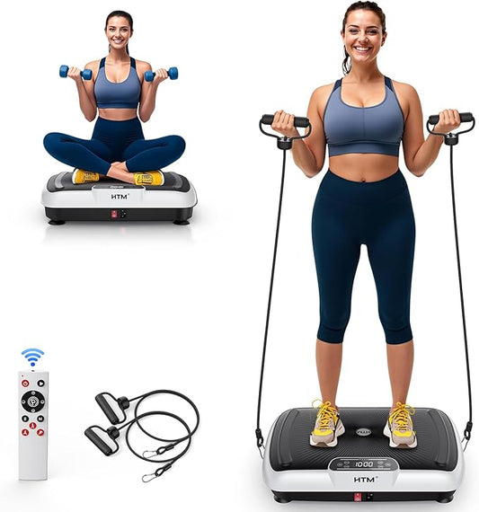 Vibration Plate Exercise Machine - 180 Speeds & 300 lb Capacity, Full Body Workout Vibration Platform with Remote Control for Lymphatic Drainage, Weight Loss & Toning