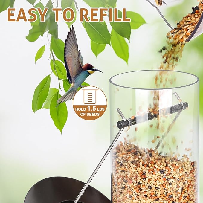 FEED GARDEN Metal Bird Feeders for Outdoors Hanging, 6-Port Tube BirdFeeders for Outside, Finch Feeders for Outside, Brushed Copper Finishing, Bird Feeder with Heavy Duty Metal Lid, Chew-Proof 1 Pack