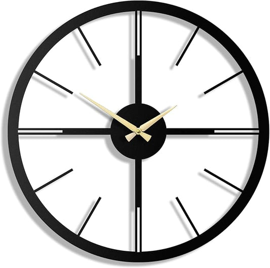 pluviart Rain Minimalist Metal Wall Clock, Modern Black Metal Wall Clock, Silent Non-Ticking Decorative Clock for Living Room, Kitchen, Office, Industrial-Style Wall Decor, Easy to Hang (26,8")