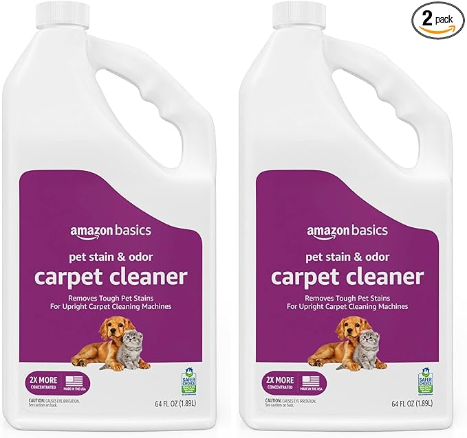 Amazon Basics Pet Stain & Odor Carpet Stain Remover Cleaner, Fresh Scent, 64 fl oz (Pack of 2)