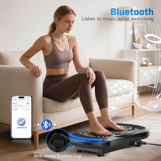 Vibration Plate Exercise Machine for Lymphatic Drainage, Vibration Machine for Full-Body Weight Loss Shaping, Vibrate Fitness Platform 400 Lbs & 200 Adjustable Speeds for Women Men Home Gym