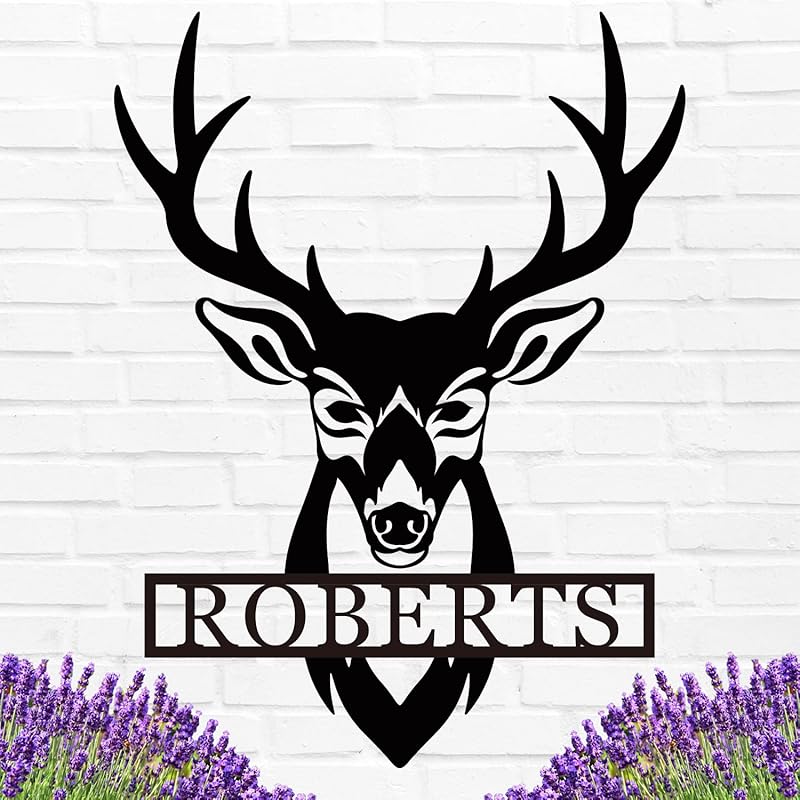 Personalized Deer Head Metal Sign | Christmas Deer | Custom Metal Deer Sign | Deer Antlers Sign | Outdoor Wall Decor | Last Name Sign | Deer Monogram | Wall Decor Rustic Home | Housewarming Gifts