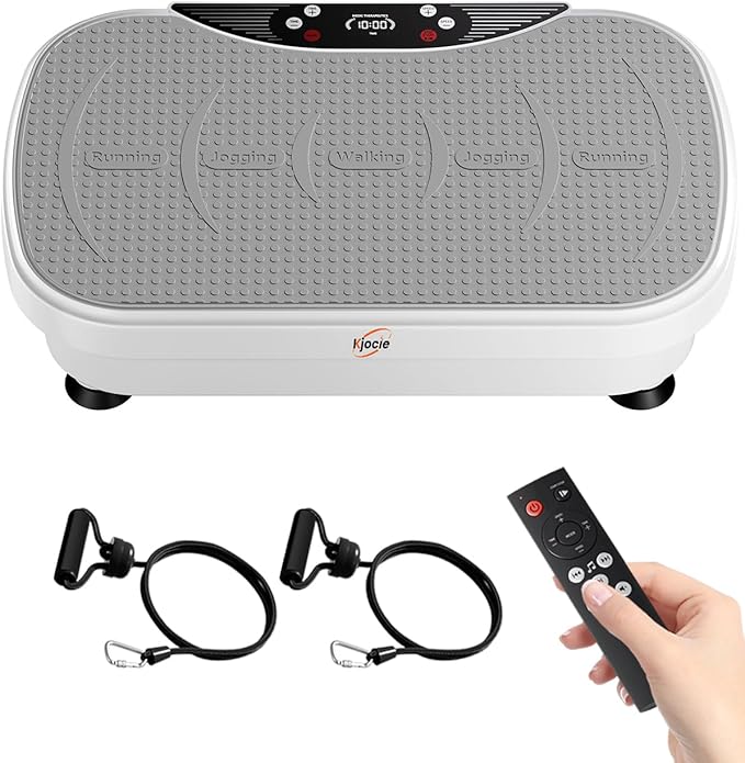 Vibration Plate Exercise Machine, Full Body Shaker Workout Vibration Plate for Lymphatic Drainage Weight Loss, Waver Vibrating Fitness Platform with Resistance Bands, Low Noise Home Fitness for Adults