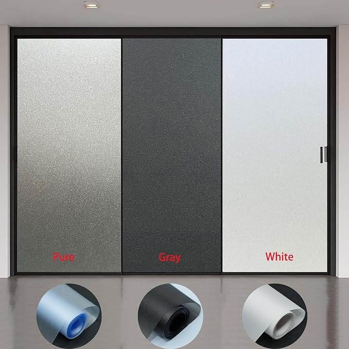 Window Privacy Film, Frosted Glass Window Film,for Glass Windows Cover, Static Cling, Removable, Reusable, Anti-UV, Anti-Glare, Heat Blocking (Pure, 17.5X78.7 Inch)