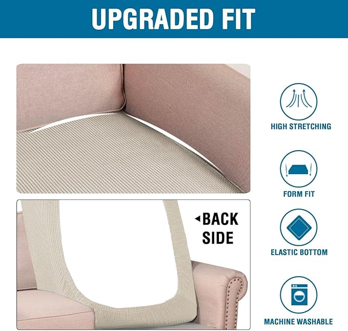 H.VERSAILTEX Super Stretch Individual Chaise Cover Sectional Couch Covers for L Shaped Sofa Both Left/Right Featuring Thick Jacquard Textured Twill Fabric (1 Piece Chaise Cover, Island Fossi)