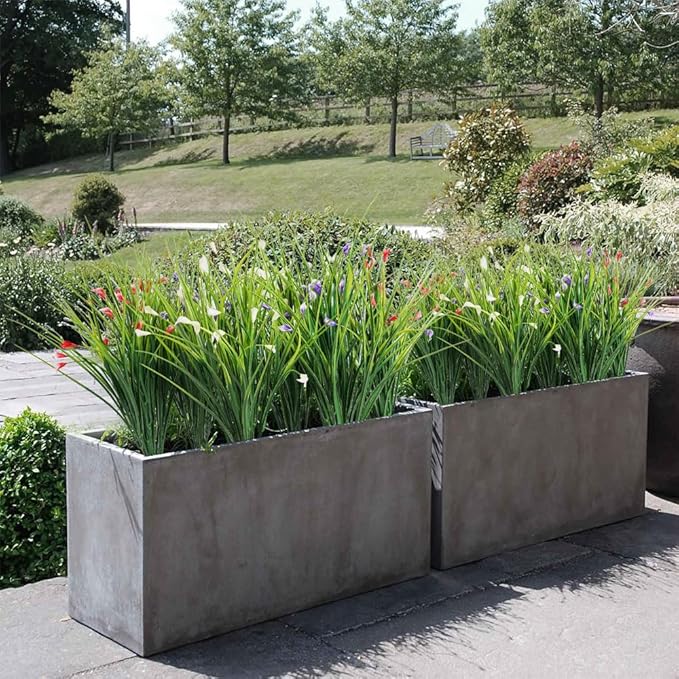 Melorca&Guilla Artificial Plants Outdoor 3PCS 23“ Fake Tall Grass,Faux Grass Plant,Artificial Grass Greenery Shrubs Bushes for Garden Porch Window Box Shop Office Home Décor