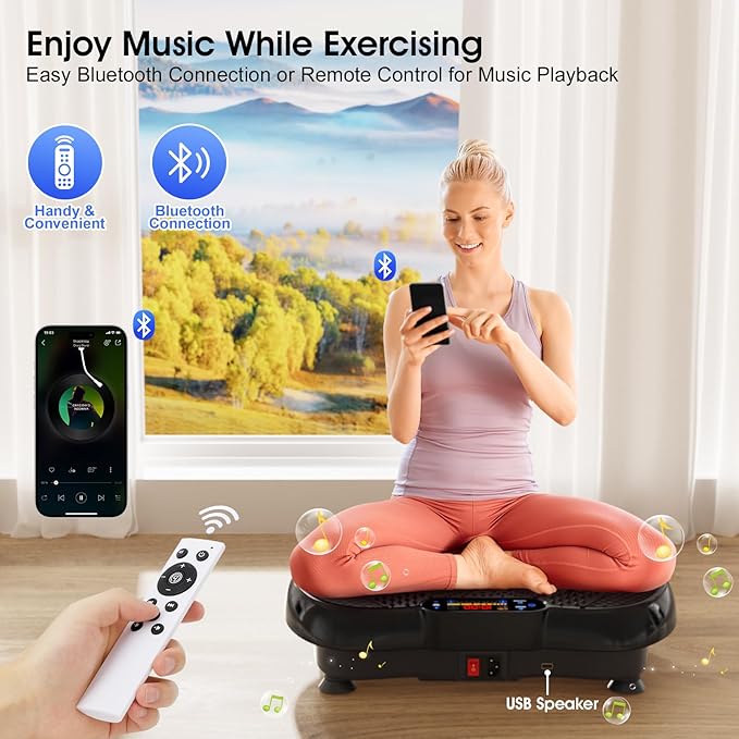 Vibration Plate Exercise Machine, 180 Speed Levels Vibration Plate for Lymphatic Drainage, Whole Body Workout Vibrating Fitness Platform, Effective for Weight Loss, Shaping, Toning & Wellness