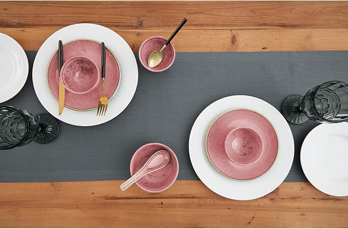 Solino Home Linen Table Runner 108 Inches Long - 100% Pure Linen Dark Grey Dining Table Runner 14 x 108 Inch for Fall, Autumn, Halloween, Thanksgiving - Fete