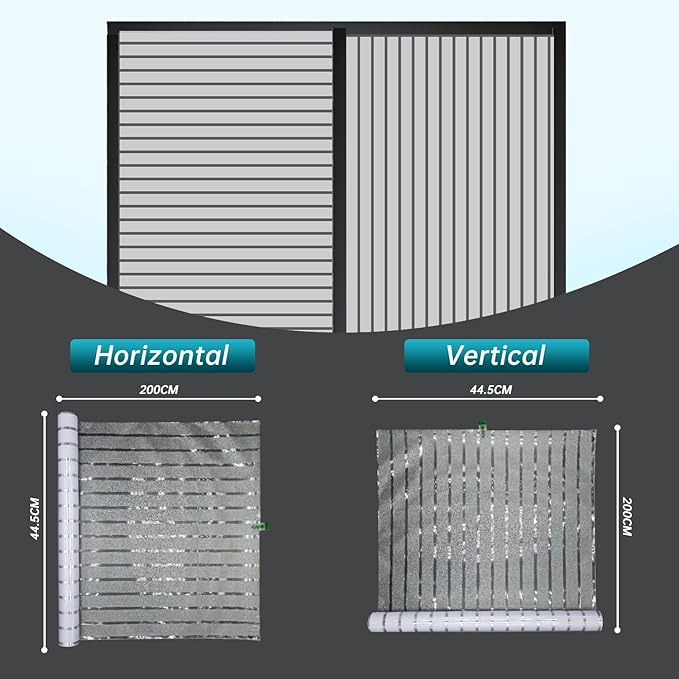 Window Privacy Film with Installation Tools, Stripe Window Film, Static Cling, Anti UV, Heat Control, Ideal for Home Shower Office Glass Door (Stripes Pattern, 29.6X157.4Inch)