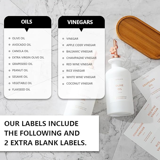 HOMCDALY Olive Oil Dispenser for Kitchen, 11.8oz Glass kitchen Dispenser Bottle, Rose Gold Oil&Vinegar Cruet Set, Leakproof Oil Containers for Cooking, Kitchen Decor | Set of 2 (11.8oz – Rose Gold)