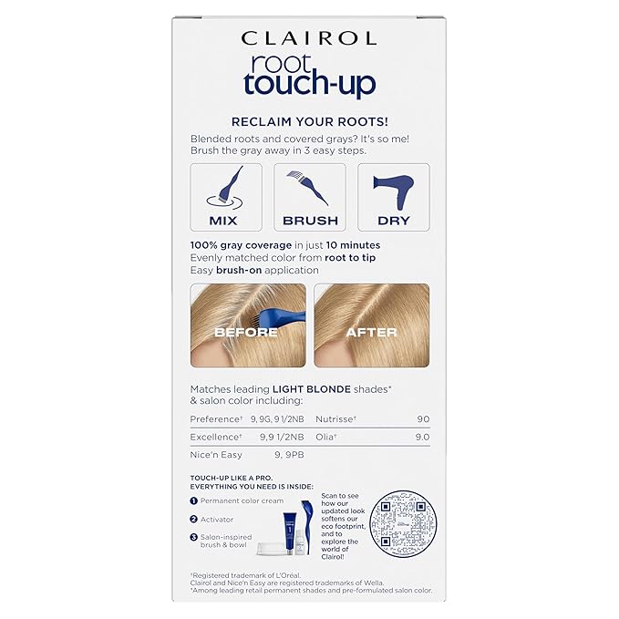 Clairol Root Touch-Up by Nice'n Easy Permanent Hair Dye, 9 Light Blonde Hair Color, Pack of 1