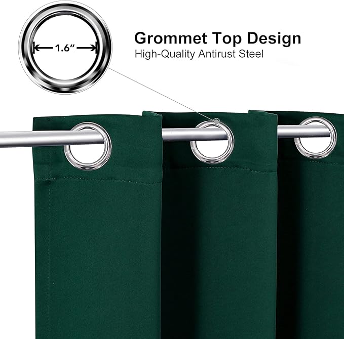 ChrisDowa Small Window Curtains 40 inches Long for Bedroom - Grommet Short Thermal Insulated Room Darkening Curtains for Kitchen (2 Panels, Forest Green, 29 x 40 Inch)