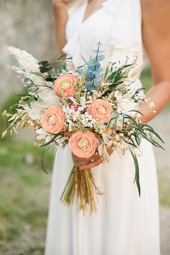 IPOPU 4PCS Real Touch Ranunculus Artificial Flowers Faux Ranunculus Flowers for Vases Real Look Silk Peonies Fake Peony Flowers for Home Indoor Wedding Centerpieces for Table Decorations (Champagne)