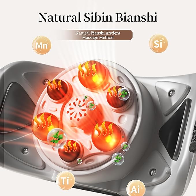 Intelligent Heated Massage Belt, Multi-Function Kneading Massager with Red Light Therapy, Natural Stone Massage for Waist and Abdomen