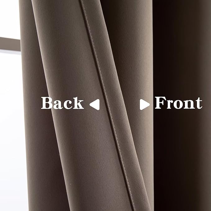 Blackout Curtains 108 Inches Long for Bedroom, Thermal Insulated Blackout Curtains 2 Panels Set, Solid Grommet Privacy Room Darkening Drapes for Living Room Windows(W52 x L108, Khaki)