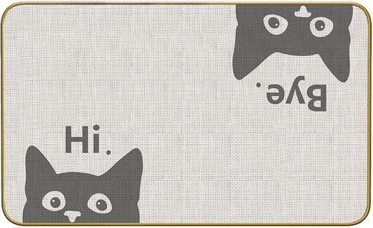 Mingnei Hi Bye Cat Welcome Doormat Door Mat for Home Kitchen Entrance,Cat Door Mat,Funny Black Lover Floor Mats for House Front Indoor Inside Outdoor Outside Entryway Rug 30x17 Welcome Mat (Color-2)