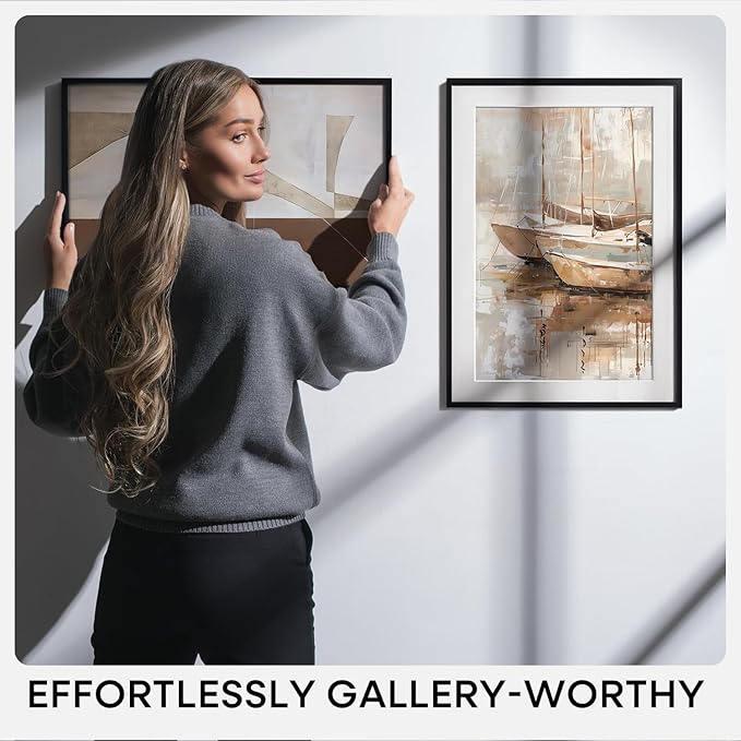 Homeforia 11x22 Black Newspaper Frame, High End Metal 11 x 22 Picture Frame without Mat, 22x11 Thin Black Poster Frames for Wall, 11by22 inches Display Photo Frames, Tempered Glass, Wall Kit, Set of 1