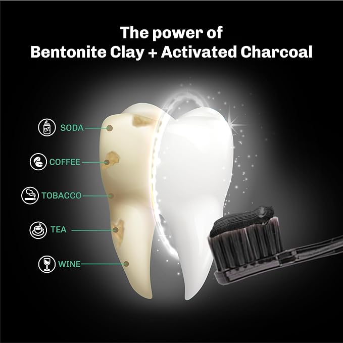 BENTODENT TOOTHPASTE Teeth Whitening Bentonite Clay & Activated Charcoal Toothpaste - Natural Teeth Whitening Toothpaste, No Fluoride & No SLS Vegan, 3.52 oz