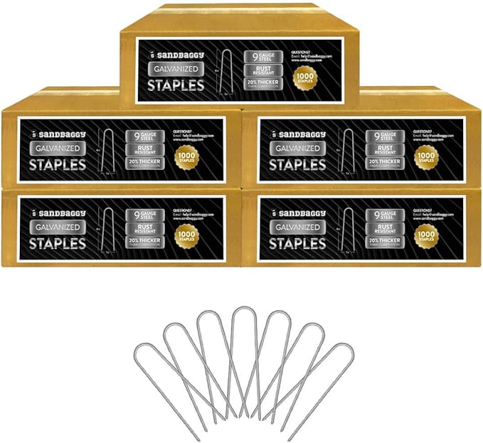 Sandbaggy Galvanized 6-Inch Landscape Staples ~ 9 Gauge Steel - Fabric Pins, Garden Earth Stakes, Ground Cover, Fence Anchors, Lawn Nails ~ Trusted by Organic Farmers Across The USA (5,000 Staples)