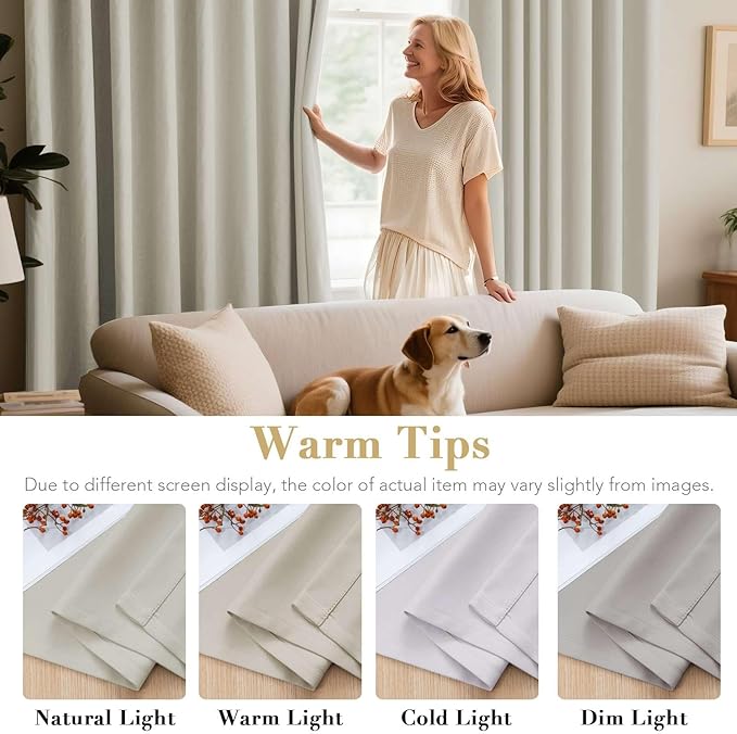 H.VERSAILTEX Room Darkening Curtains for Living Room Light Reducing Thermal Insulated Window Treatment Panels/Drapes Grommet Top 2 Panels (Pale Oak - 52 x 96 Inches)