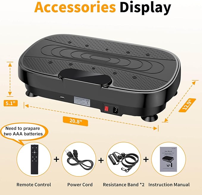 Vibration Plate Exercise Machine, Vibrating Plate Machine with Bluetooth for Lymphatic Drainage, Vibration Platform for Women Men Full Body Weight Loss