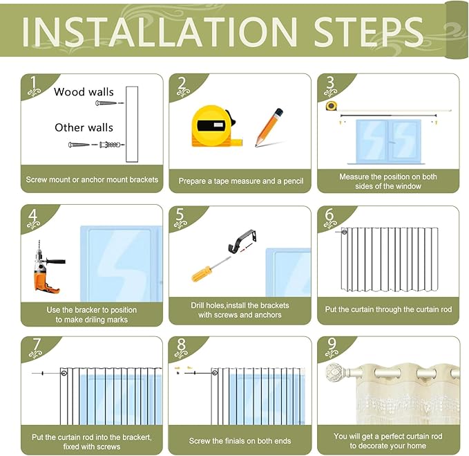 White Farmhouse Curtain Rods for Windows:18-45" Heavy Duty Adjustable Curtain Rod for Bedroom Living Room,Boho Decorative Rustic Drapery Rods with Vintage Coastal Texture Finials,Antique White