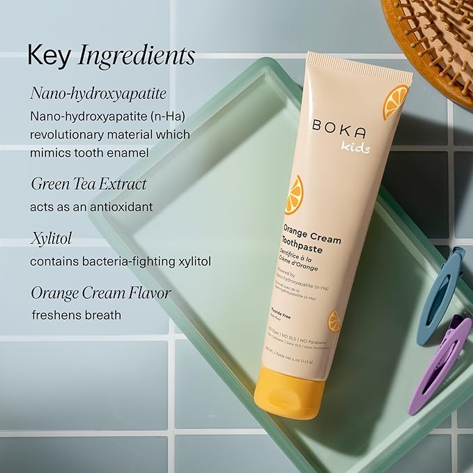 Boka Fluoride Free Toothpaste Nano Hydroxyapatite Toothpaste - Orange Cream Flavor, 4 oz 1Pk US Manufactured