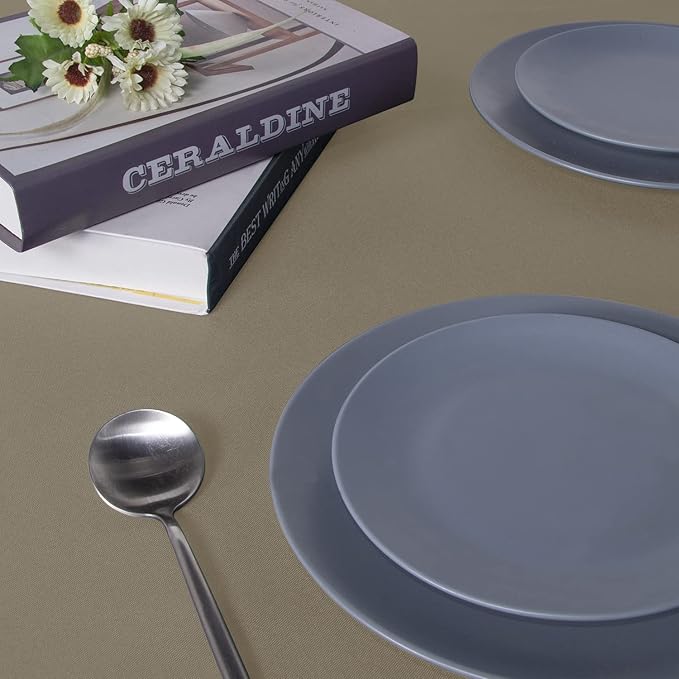 sancua Square Tablecloth - 54 x 54 Inch - Stain and Wrinkle Resistant Washable Polyester Table Cloth, Decorative Fabric Table Cover for Dining Tables, Buffet Parties and Camping, Taupe