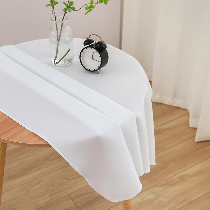 sancua Small Square Tablecloth 36 x 36 Inch White (Fits 20-30 Inch Tables), Stain and Wrinkle Resistant Washable Fabric Table Cloth for Dining Party Table Cover for Nightstand End Bedside Tables