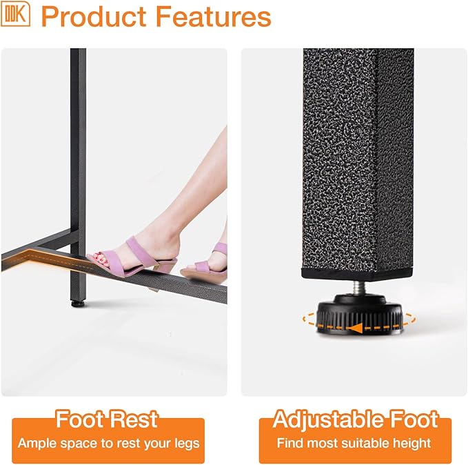 ODK 55 Inch Outdoor Bar Table, Patio Counter Bar Height Table with Weather Resistant Waterproof Top for Garden, Hot Tub, Yard, Balcony, Poolside, Indoor (Black)