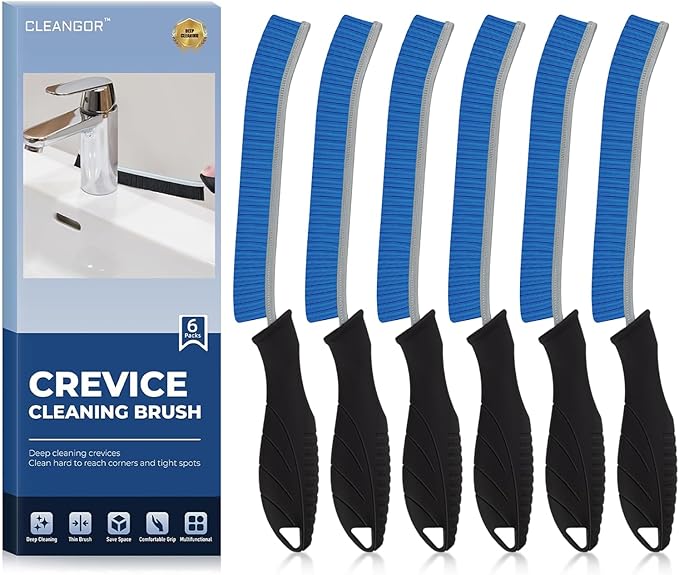 Crevice Cleaning Brushes, Cleaner Scrub Brush Tool for Hard to Reach Tight Space, Home Essentials, Cleaning Supplies for Shower, Bathroom, Kitchen, Toilet, Window