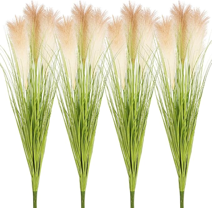 Melorca&Guilla Artificial Plants 4PCS 33.5“Fake Plant Tall Onion Fake Grass,Faux Grass Plants Artificial Grass Greenery Shrubs Bushes for Garden Shop Office Home Décor