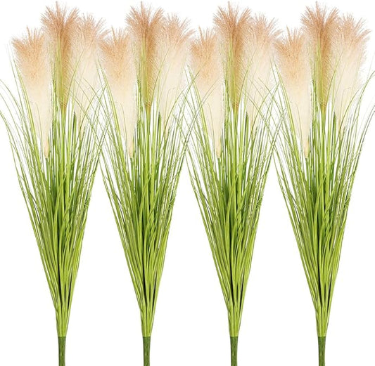 Melorca&Guilla Artificial Plants 4PCS 33.5“Fake Plant Tall Onion Fake Grass,Faux Grass Plants Artificial Grass Greenery Shrubs Bushes for Garden Shop Office Home Décor