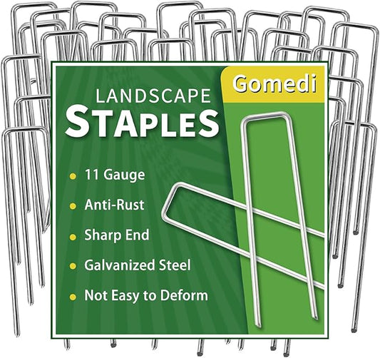 Landscape Staples 6 Inch 120 Pack, Garden Stakes Galvanized Garden Staples 11 Gauge, Plant Cover Stakes for Lawn Weed Barrier