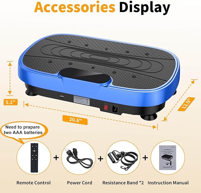 Vibration Plate Exercise Machine, Vibrating Plate Machine with Bluetooth for Lymphatic Drainage, Vibration Platform for Women Men Full Body Weight Loss